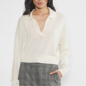 NWOT Banana Republic Cream V-Neck Sweater